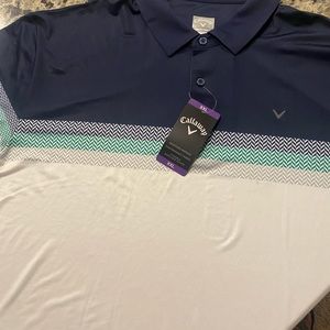 Brand new xxl  Callaway golf polos. White with blue and green stripes.